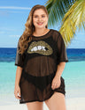 Women Plus Size Lips Mesh Bikini Cover Up - PRUSES