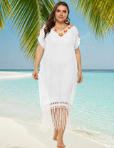 Women Plus Size Long Fringe Beach Dress Cover Up | PRUSES - PRUSES
