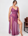 Women Plus Size Long Mesh Babydoll Chemise - PRUSES