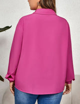 Women Plus Size Long Sleeve Cutout Button Blouse | PRUSES - PRUSES