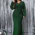 Women Plus Size Long Sleeve Mermaid Hem Fishtail Maxi Dress - PRUSES