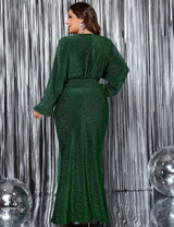 Women Plus Size Long Sleeve Mermaid Hem Fishtail Maxi Dress - PRUSES