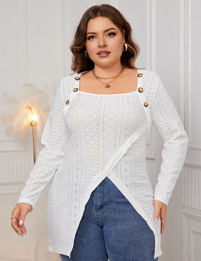 Women Plus Size Long Sleeve Square Knit | PRUSES - PRUSES