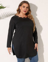 Women Plus Size Long Sleeve Tops Side Slit | PRUSES - PRUSES