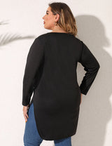 Women Plus Size Long Sleeve Tops Side Slit | PRUSES - PRUSES