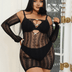 Women Plus Size Long Sleeves Hollow Out Bow Bodystocking | PRUSES - PRUSES