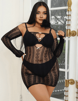 Women Plus Size Long Sleeves Hollow Out Bow Bodystocking | PRUSES - PRUSES
