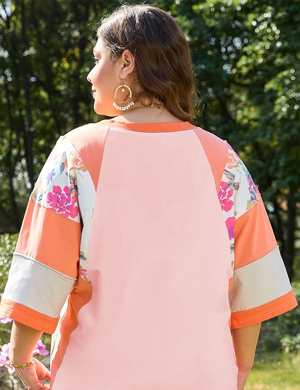 Women Plus Size Loose Colorblock Short - Sleeved T-Shirt | PRUSES - PRUSES