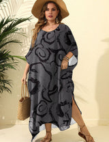 Women Plus Size Loose Double Slit Cover Up Beach Vacation | PRUSES - PRUSES
