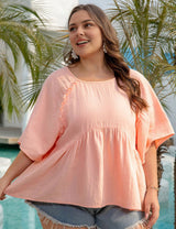 Women Plus Size Loose Mid - Length Sleeve Blouse | PRUSES - PRUSES