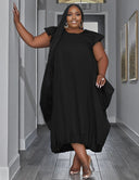 Women Plus Size Loose Pockets Elegant Maxi Dress - PRUSES