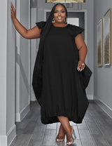 Women Plus Size Loose Pockets Elegant Maxi Dress - PRUSES