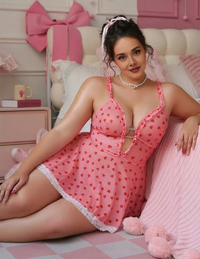 Women Plus Size Mesh Printed Babydoll | PRUSES - PRUSES