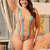 Women Plus Size Mesh Rainbow Hollow Out Bodysuit Design Bodystocking | PRUSES - PRUSES