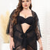Women Plus Size Mesh See Through Robe Three - Piece Set | PRUSES - PRUSES