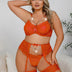 Women Plus Size Mesh Sheer Floral Lace Trim Bra Set - PRUSES
