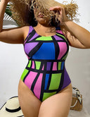 Women Plus Size Multicolor Swimsuit - PRUSES