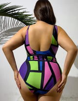 Women Plus Size Multicolor Swimsuit - PRUSES
