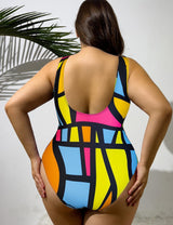 Women Plus Size Multicolor Swimsuit - PRUSES