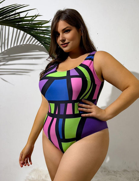 Women Plus Size Multicolor Swimsuit - PRUSES