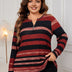 Women Plus Size O - Ring Zip Front Striped Top | PRUSES - PRUSES