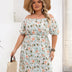 Women Plus Size Off Shoulder Floral Print Waist - Cinching Dress | PRUSES - PRUSES