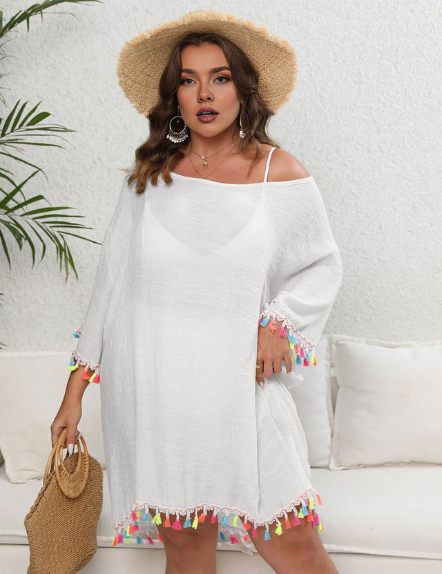 Women Plus Size Off - Shoulder Loose Cover Up | PRUSES - PRUSES