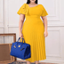 Women Plus Size Off - shoulder Ruffle Pleated Skirt Temperament Dress - PRUSES