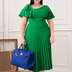 Women Plus Size Off - shoulder Ruffle Pleated Skirt Temperament Dress - PRUSES