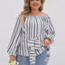 Women Plus Size Off - Shoulder Vertical Striped Shirt | PRUSES - PRUSES
