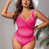 Women Plus Size Ombre Twist Front Ruched One Piece Swimsuit - PRUSES