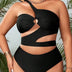 Women Plus Size One - Shoulder Hollow Two - Piece Swimsuit - PRUSES