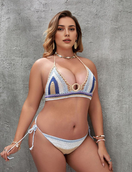 Women Plus Size Packs Crochet Ring Linked Bikini | PRUSES - PRUSES