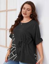 Women Plus Size Patchwork Printed Loose Blouse | PRUSES - PRUSES