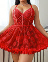 Women Plus Size Petal Lace Babydoll - PRUSES