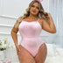 Women Plus Size Pink Bunny Costume Bodysuit - PRUSES