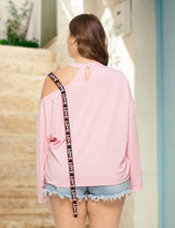 Women Plus Size Pink Cold Shoulder Tops | PRUSES - PRUSES