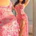 Women Plus Size Pink Floral Pattern Long Mesh Babydoll - PRUSES