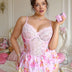 Women Plus Size Pink Lace Patchwork Floral Babydoll - PRUSES