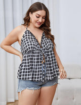 Women Plus Size Plaid Halter Neck Cami | PRUSES - PRUSES
