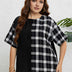 Women Plus Size Plaid Patchwork Short Sleeves | PRUSES - PRUSES
