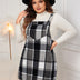 Women Plus Size Plaid Print Wool - Blend Pinafore Dress - PRUSES