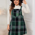 Women Plus Size Plaid Print Wool - Blend Pinafore Dress - PRUSES