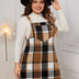 Women Plus Size Plaid Print Wool - Blend Pinafore Dress - PRUSES