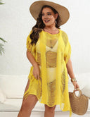 Women Plus Size Plain Distressed Slit Cover Up Dress | PRUSES - PRUSES