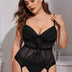 Women Plus Size Plastic Boned Faux Lace Panel Corset | PRUSES - PRUSES