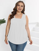 Women Plus Size Pleated Loose Sleeveless T-Shirt | PRUSES - PRUSES