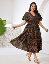 Women Plus Size Pocketed V - Neck Floral Maxi Dress | PRUSES - PRUSES