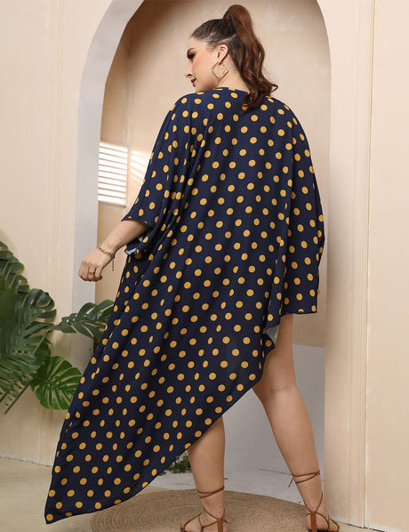 Women Plus Size Polka Dot Irregular Shape Cover - up | PRUSES - PRUSES