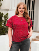 Women Plus Size Polka Dot Ruffle Sleeve Tee | PRUSES - PRUSES
